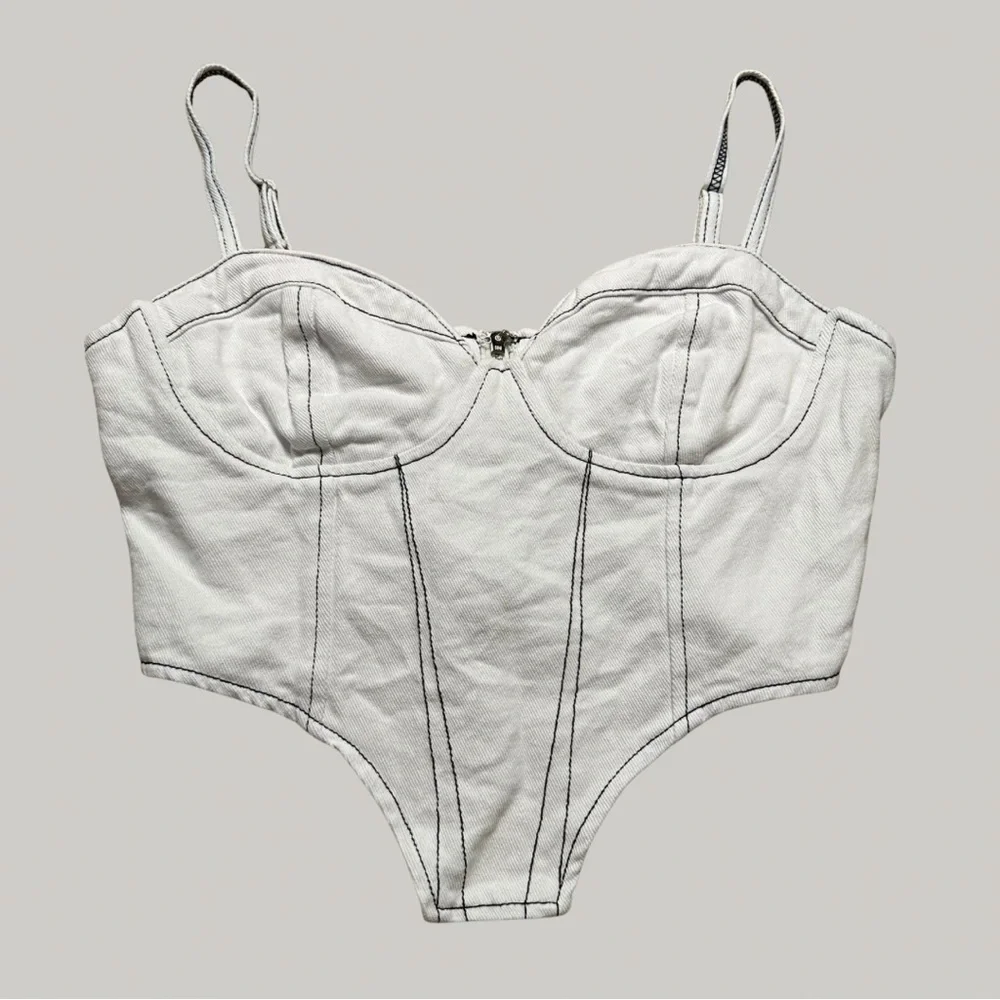 LIKE NEW Forever 21 Bustier Jean Top - Picture 2 of 5